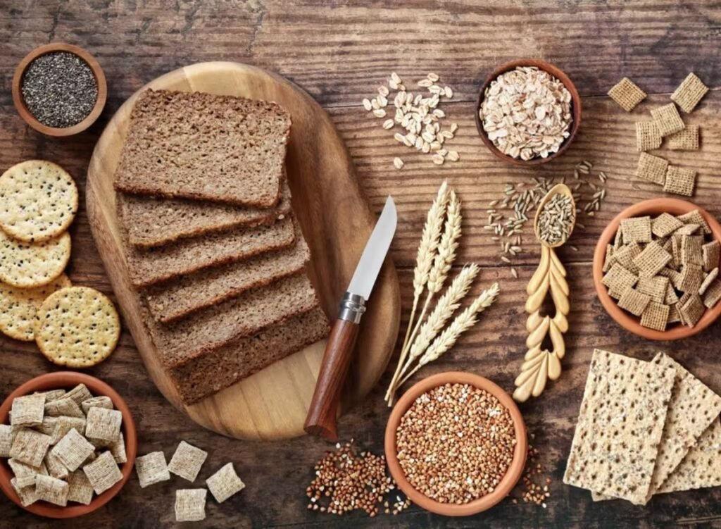 Grains provide carbohydrates for energy. Whole grains have more fiber and nutrients than refined grains.